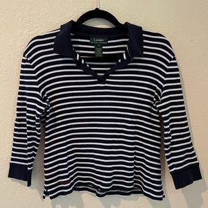 ❣️2/$25❣️ LAUREN RALPH LAUREN women’s striped nautical cropped collared top | S